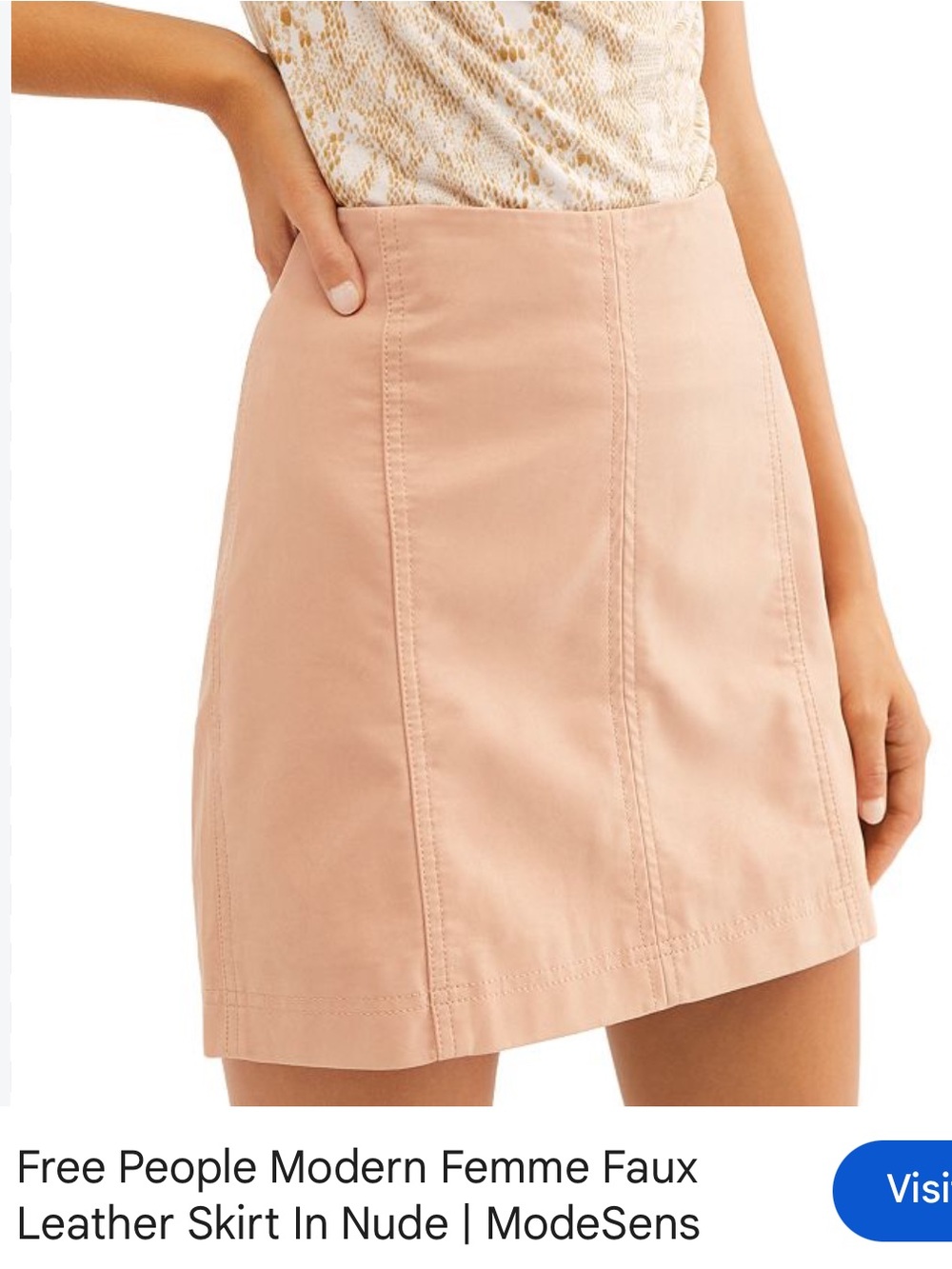 Faux Leather Mini Skirt in Tan Nude A line